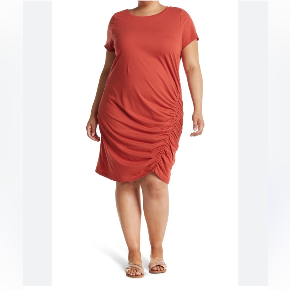Susina Rust Spice Ruched T-shirt Dress